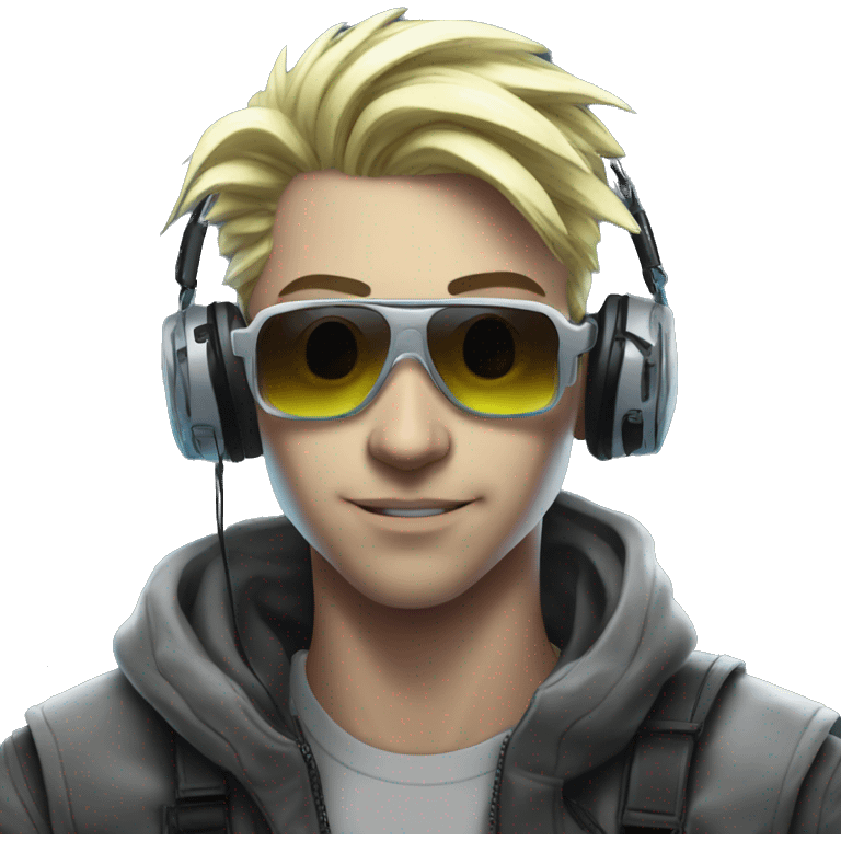 Anime gamer white guy cyberpunk neon emoji