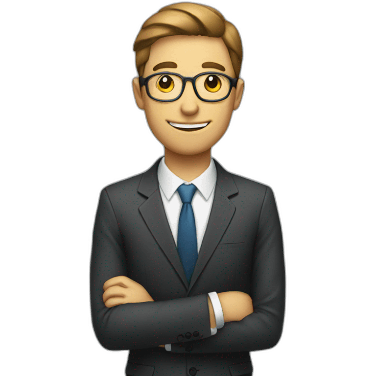 a man in a suit holding a clock emoji