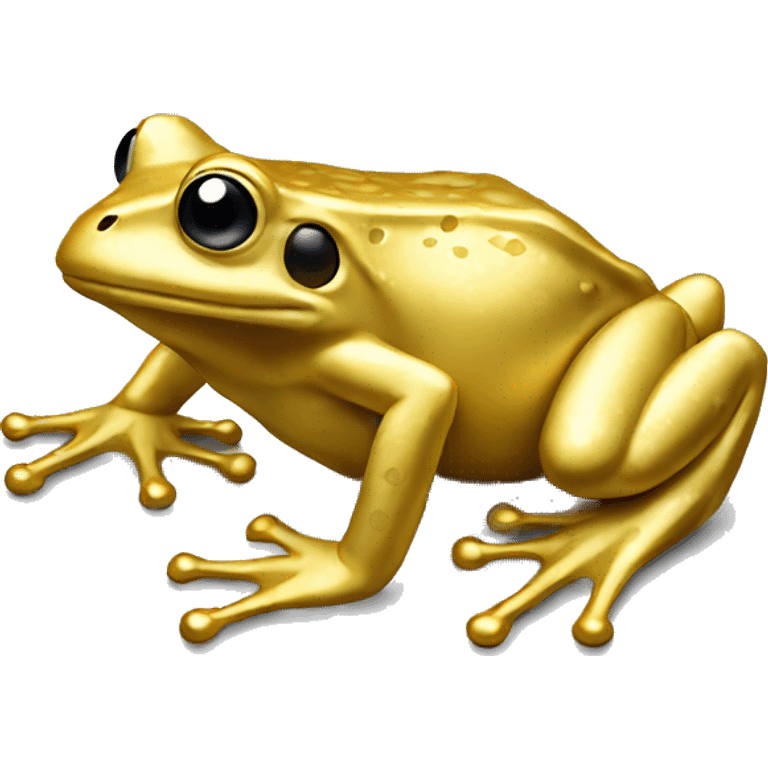 Gold realistic frog emoji