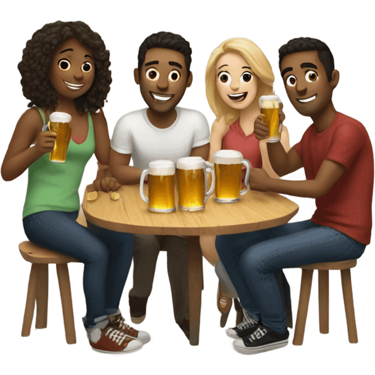 A group of friends drinking beers  emoji