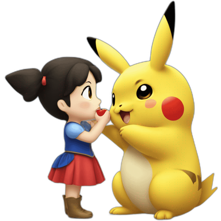 Little pikachu kissing snow white emoji