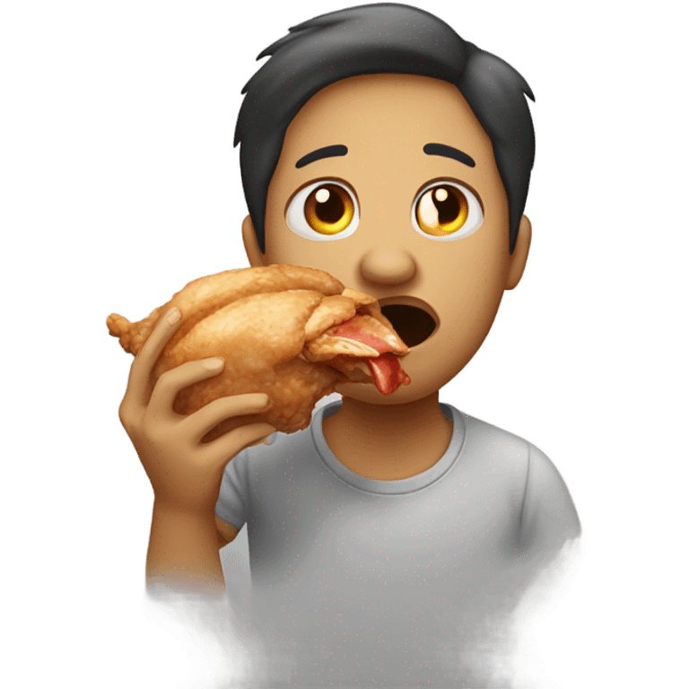 Person crying while eating chicken  emoji