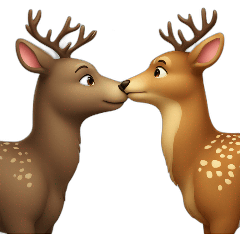 a bear and a deer kissing emoji