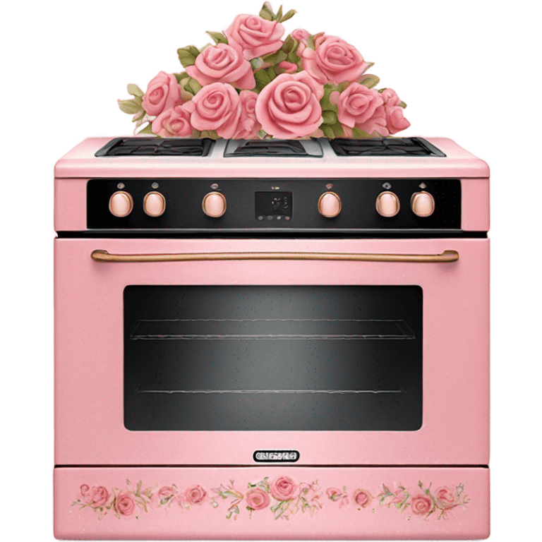 Rose-pink oven with decorated flowers and glitter  emoji