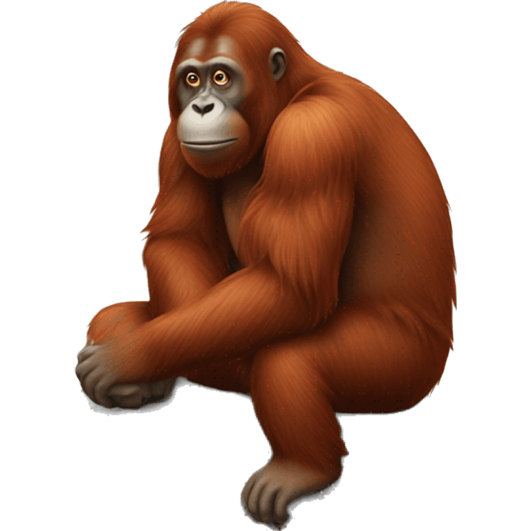 Orangutan sitting on a rock emoji