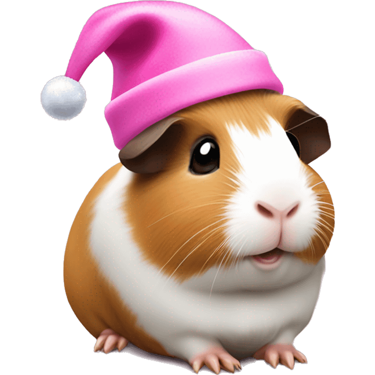 a guinea pig wearing a pink Christmas hat￼  emoji