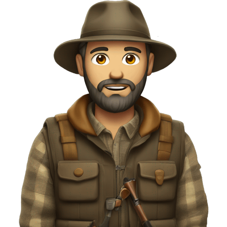 Man with beard with hunting clothes  emoji