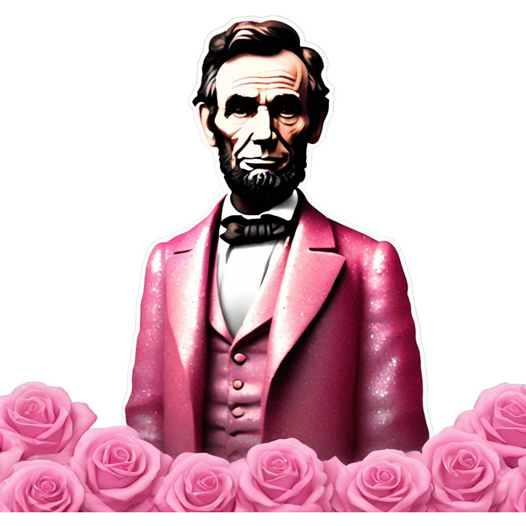 Pink ombre statue of Abraham Lincoln with glitter and roses  emoji