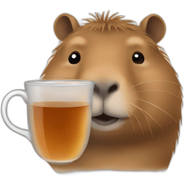 A capybara in profile holding a cup of tea  emoji