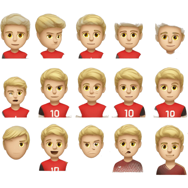 Dirty Blonde hair boy with fair skin soccer player wearing red jersey emoji