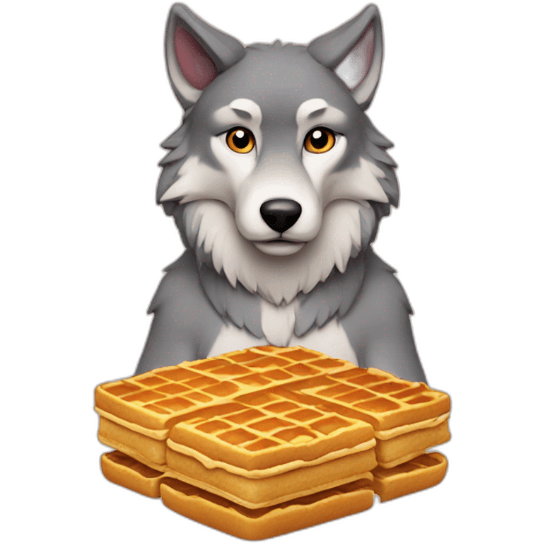 Wolf sitting on Waffles emoji