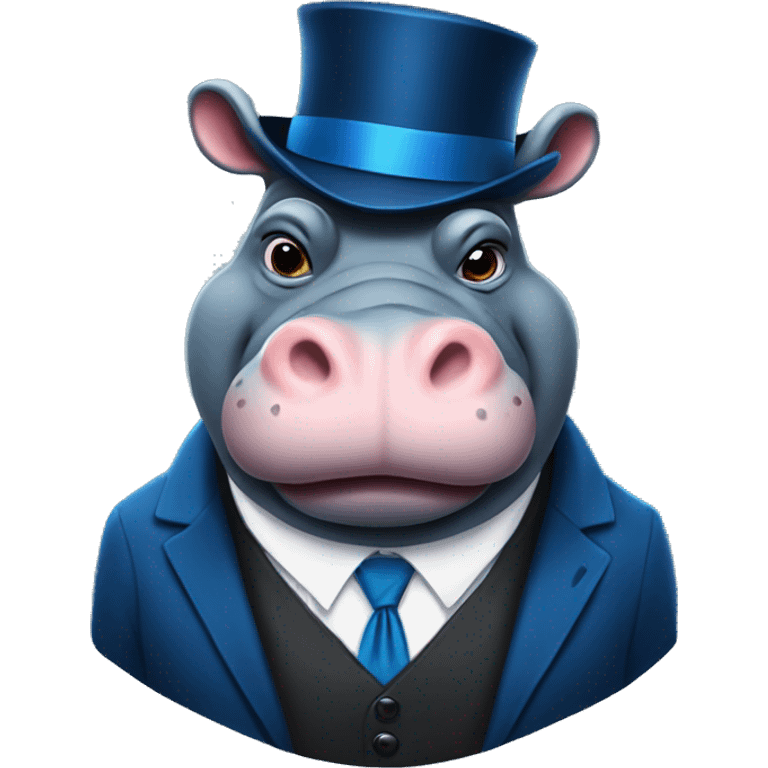 Gangster hippo In a blue tux emoji