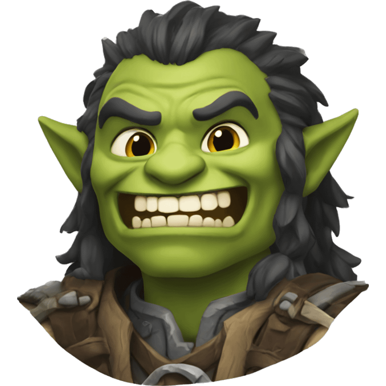 The orc laughs and waves hello emoji