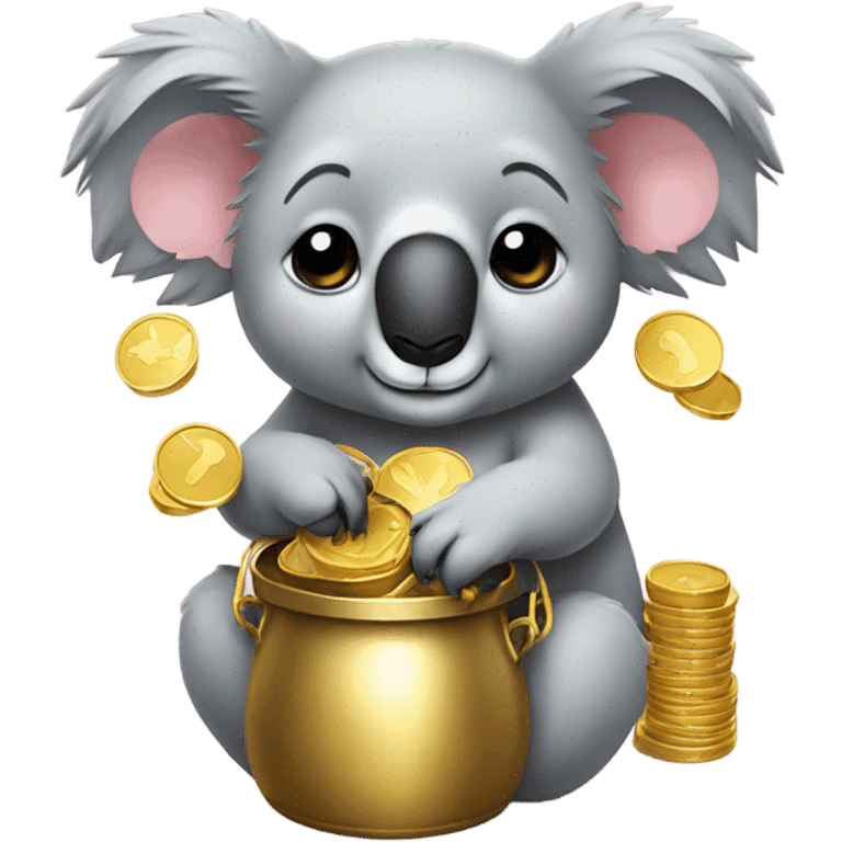 light pink bow on a koala holding pot of gold emoji