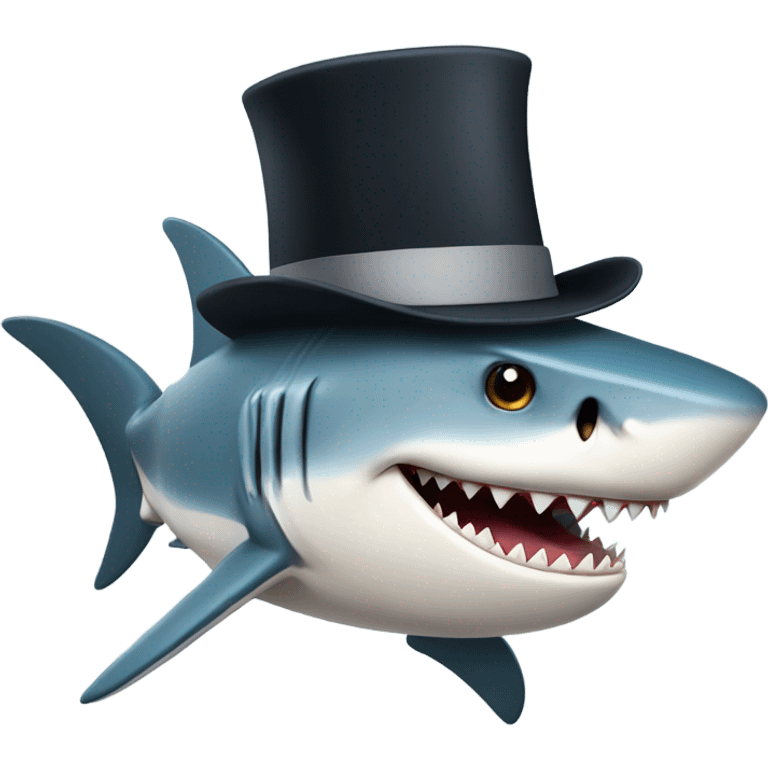 Shark with a top hat emoji