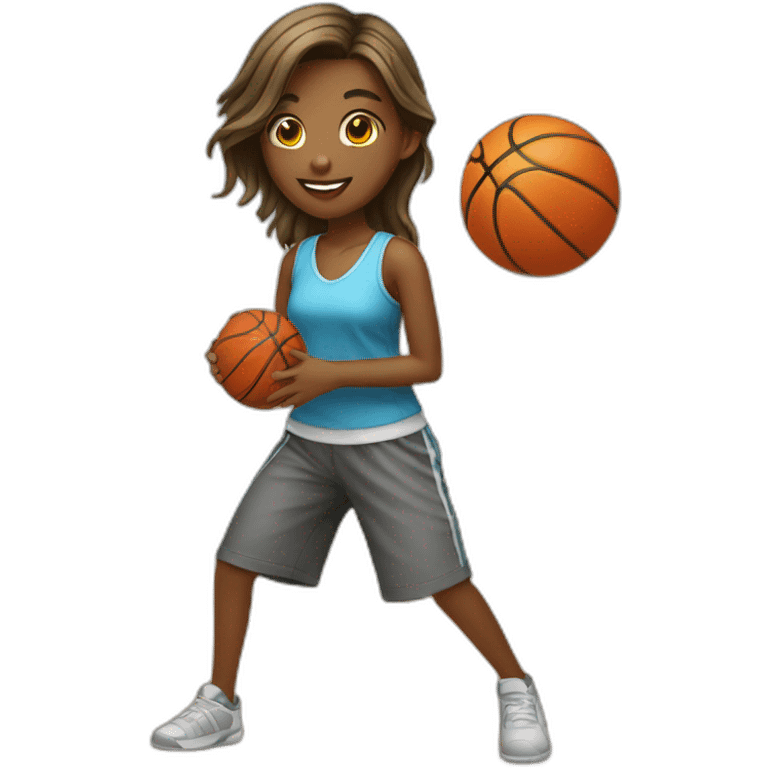 girl play basketball on beach emoji