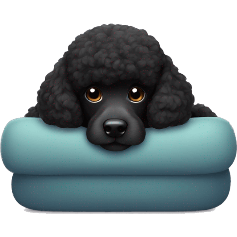 Black poodle sleeps emoji