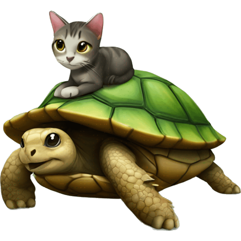 cat on top of turtle emoji