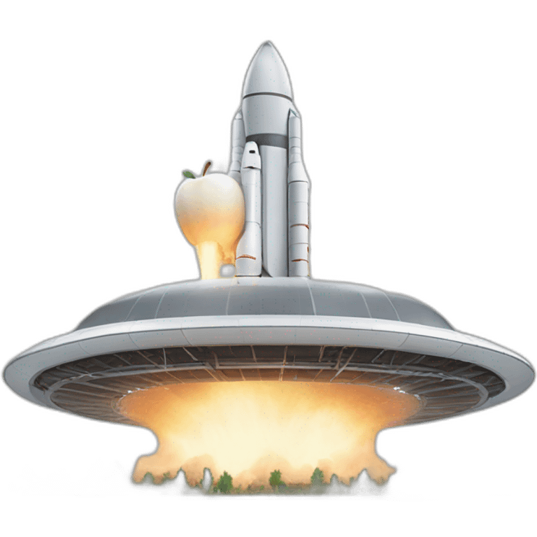 Apple Park campus blasting off to outer space emoji