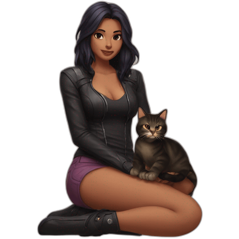 felena Katarina  posing legs with cat emoji