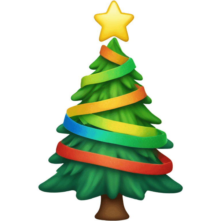 Rainbow Christmas tree singing  emoji