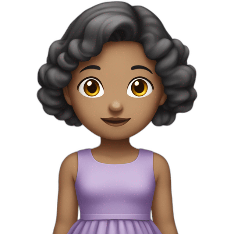 Child girl , Carrying a cloud ,blak hair, Light-skinned،  purple dress emoji