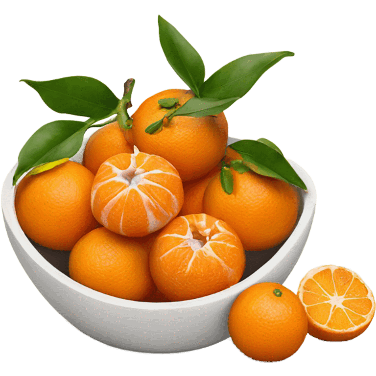 tangerines with pealed tangerines on a bowl  emoji