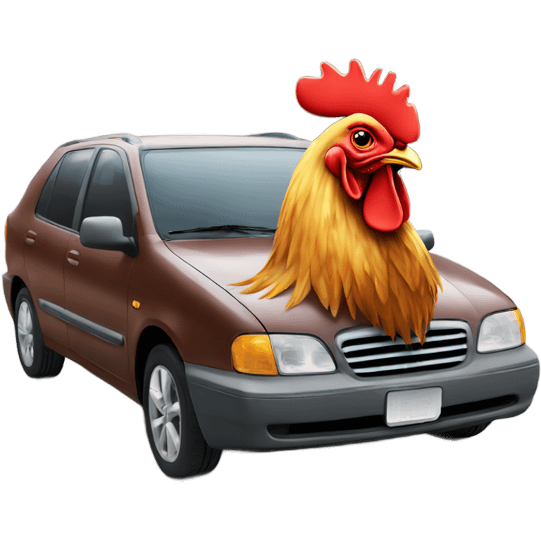 rooster on car emoji