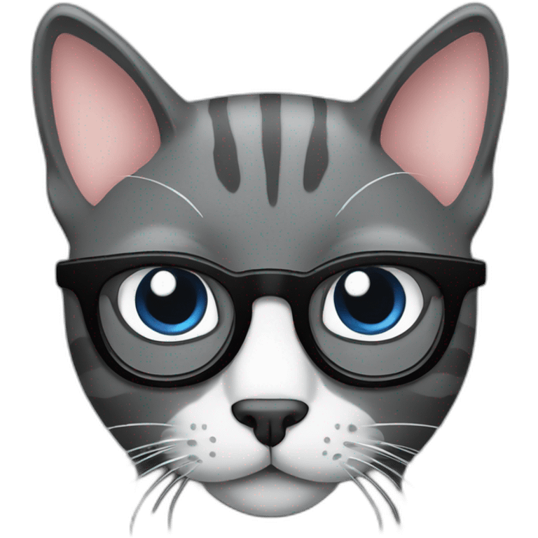 gray cat web designer black eyeglasses emoji