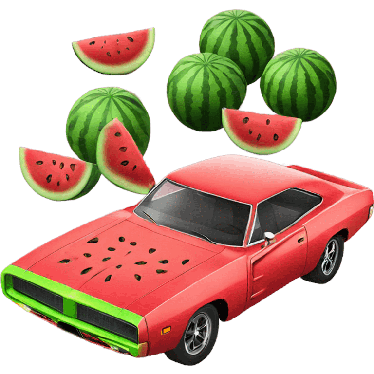 Watermelons Dodge Charger modern emoji