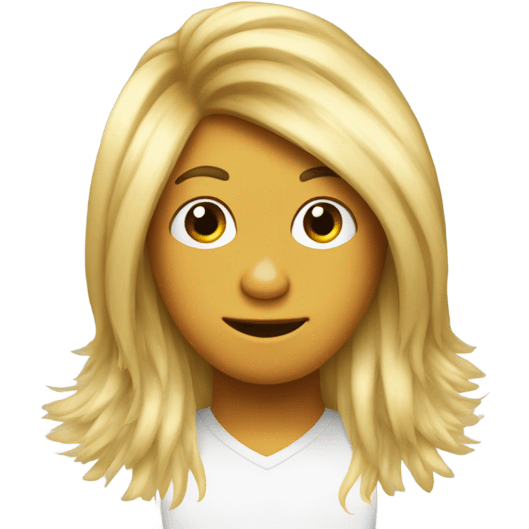 Rooster wearing a wig of long blonde human hair emoji