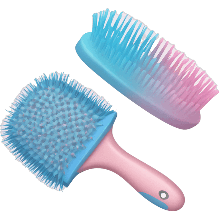 Pastel pink and blue hairbrush emoji