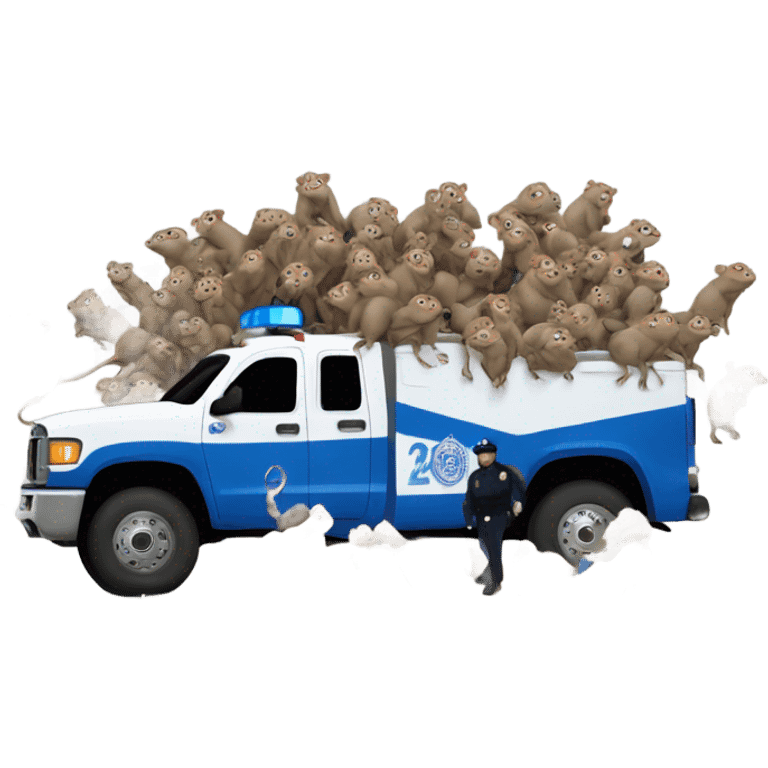 A truck of cops full of rats emoji