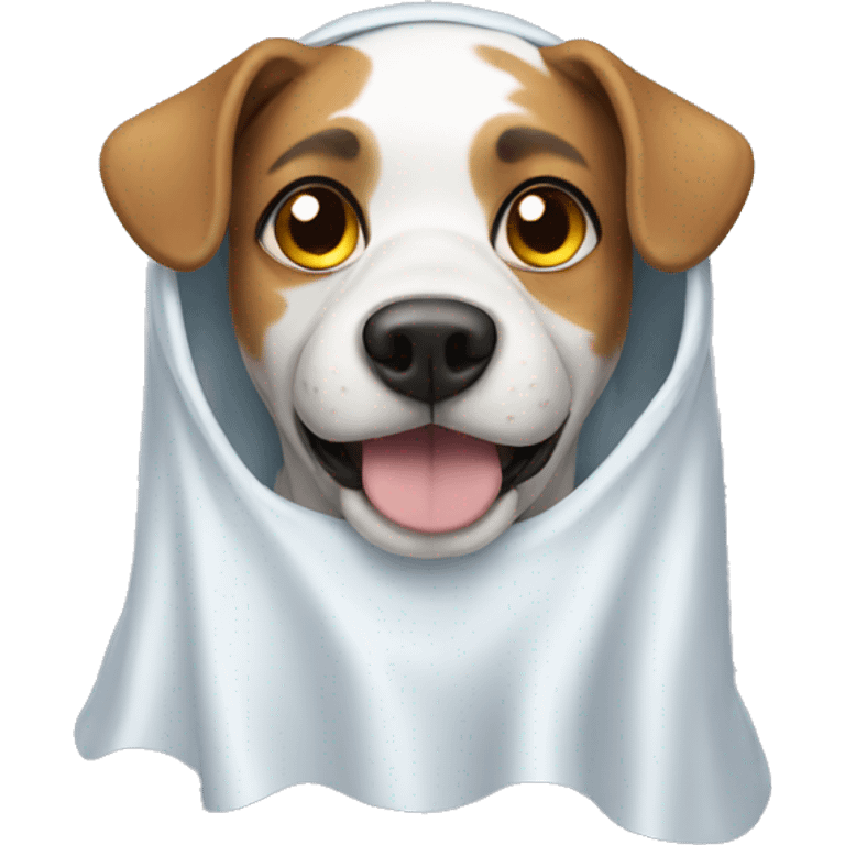 A dog in a ghost costume emoji