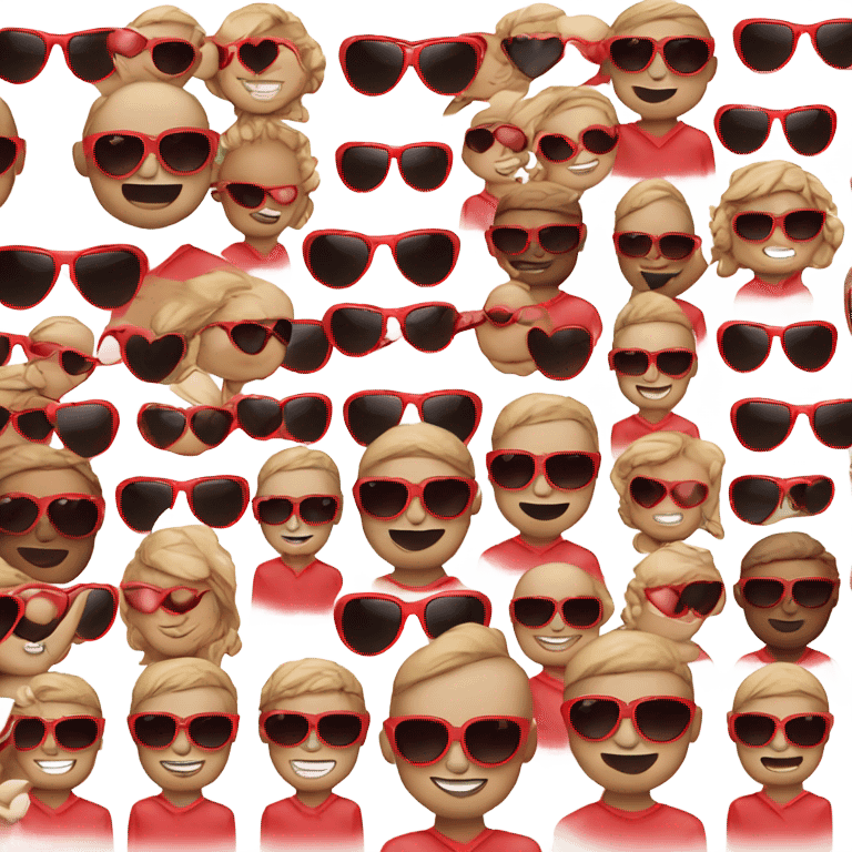 Person wearing sunglasses emoji but the sunglasses are red with heart shaped frames emoji