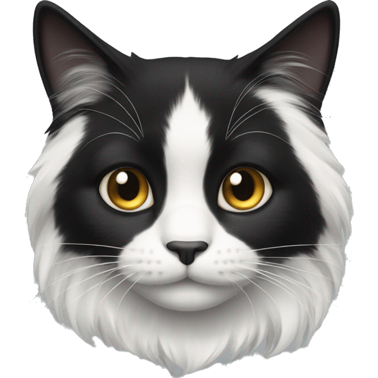 black and white cat long haired emoji