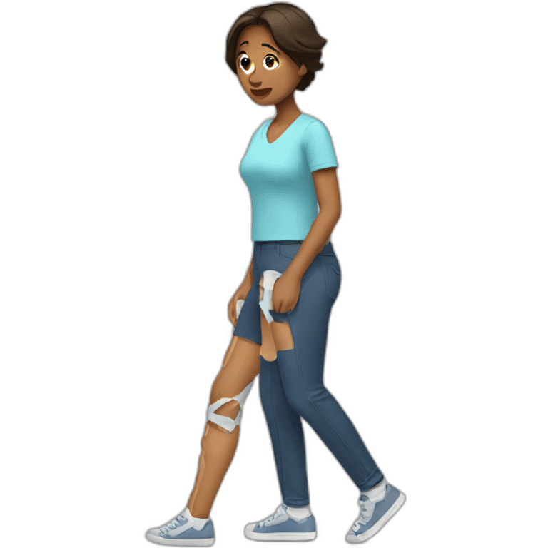 woman with broken leg emoji