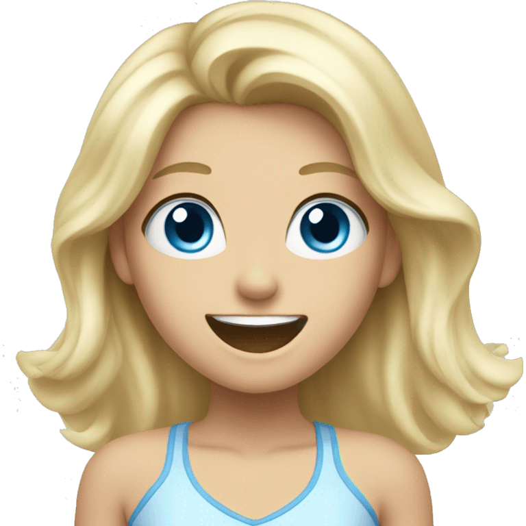 blonde blue eyed girl cheering emoji