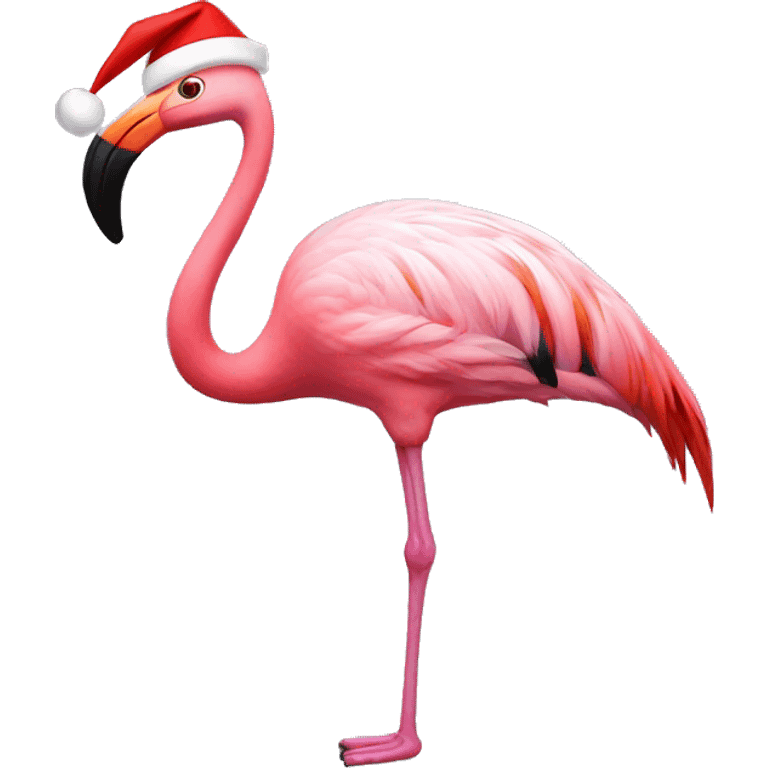 Flamingo wearing a Santa hat emoji