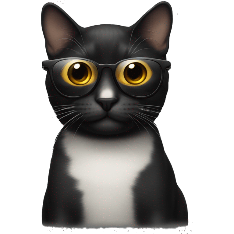 Gato negro con gafas emoji