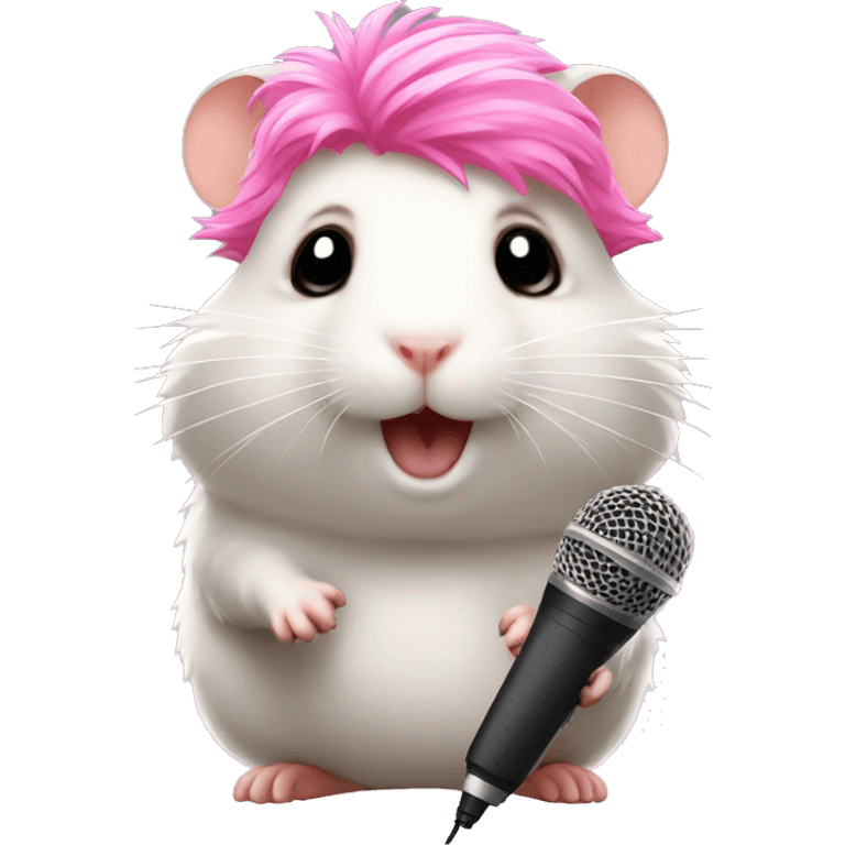 cute hamster with pink wig and microphone emoji