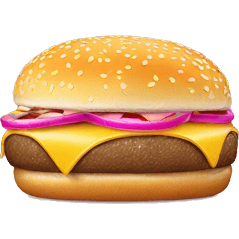 Pink and gold cheeseburger  emoji