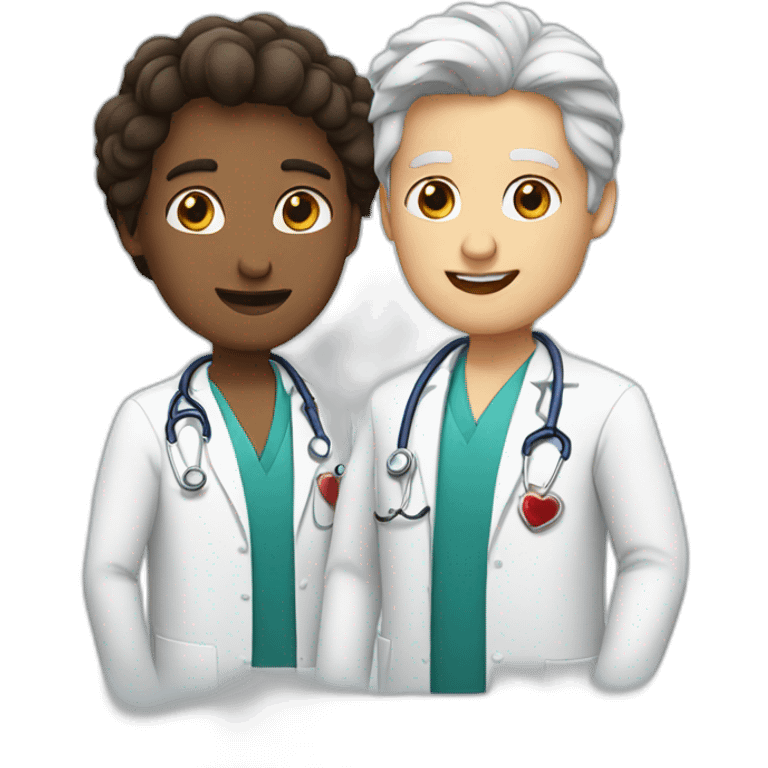 Two white doctors in love emoji