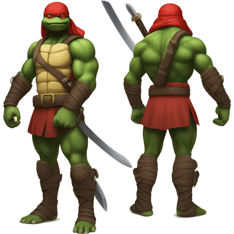 raphael ninja turtle muscular- full body emoji