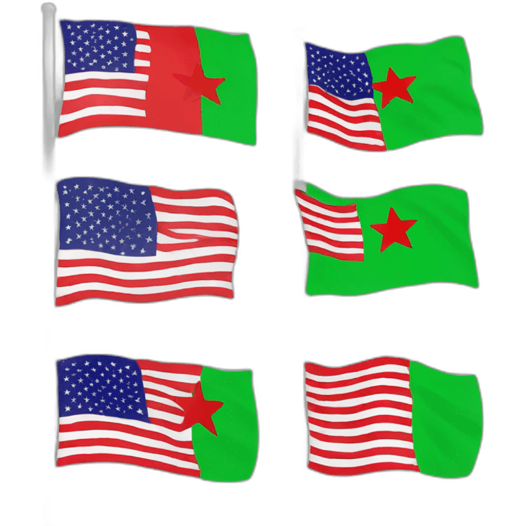 The flag is green at the top, white in the middle, with three red stars, and black at the bottom emoji