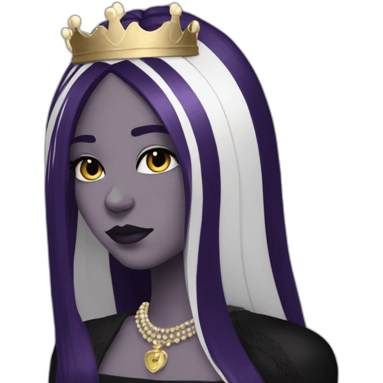 Queen white gothic girl long dark black and purple hair emoji