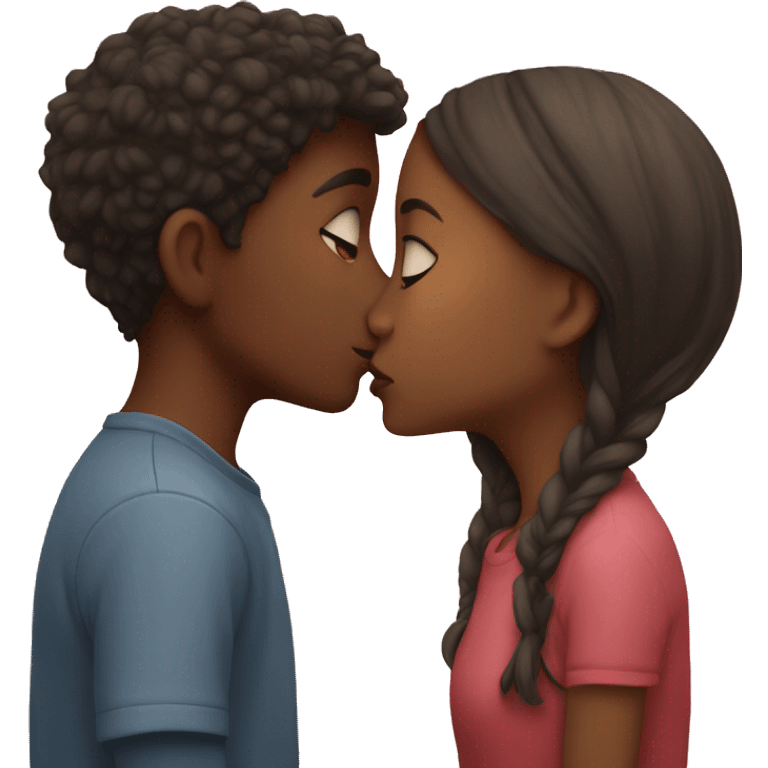 girl and boy kissing emoji