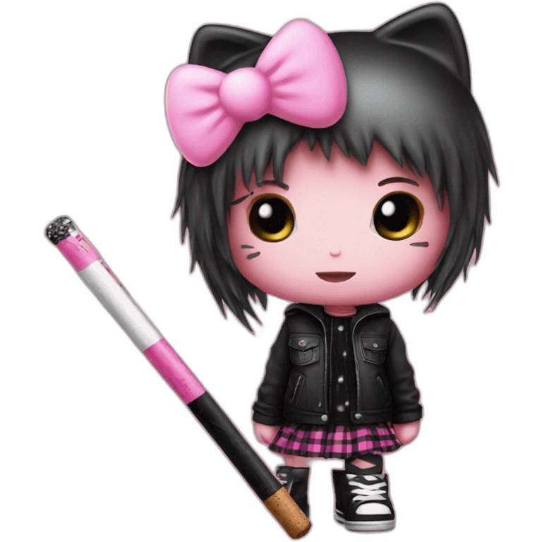 emo hello kitty sigarette black pink emoji