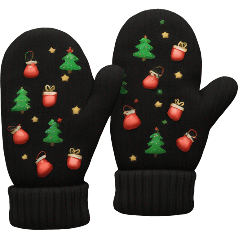 black color Christmas mittens  emoji