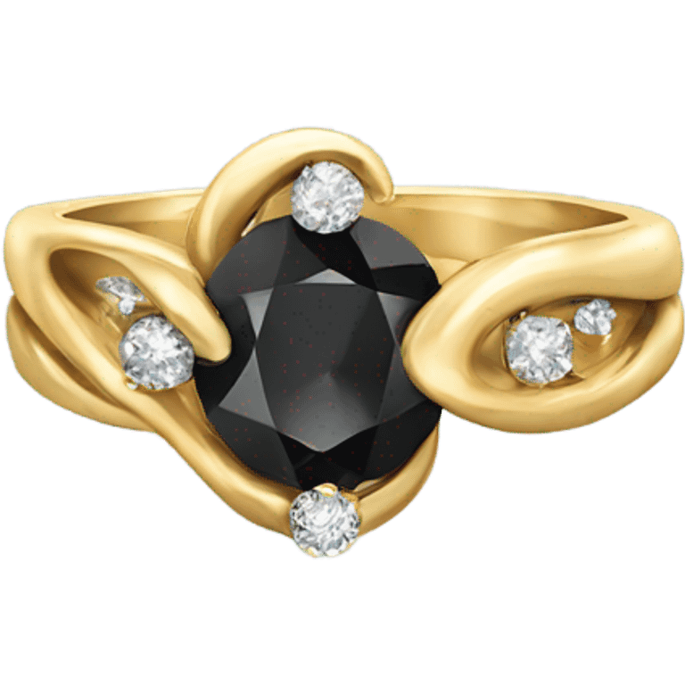 gold ring with black diamond emoji